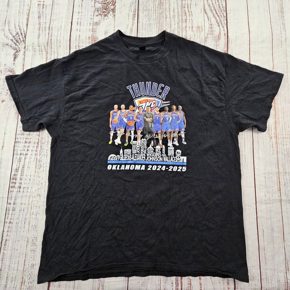 Oklahoma Thunder 2024-2025 Black Short Sleeve Cotton T-Shirt Men's XL
